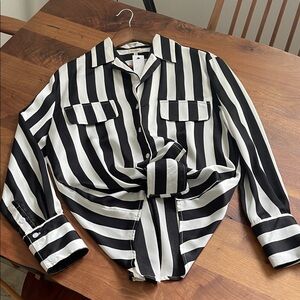 Black and White Striped Button Down Shirt